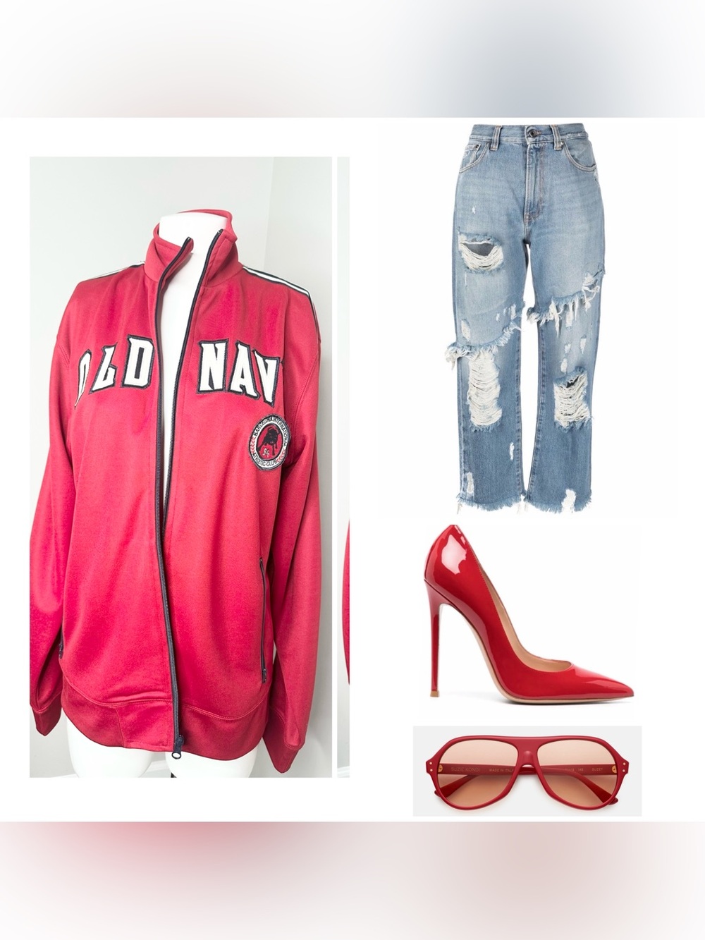 Old Navy Red Zip-Front Track Jacket-M